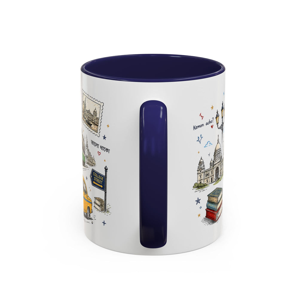 Kolkata Coffee Mug | India Souvenir Travel Gift | Accent Color Ceramic 11oz 15oz