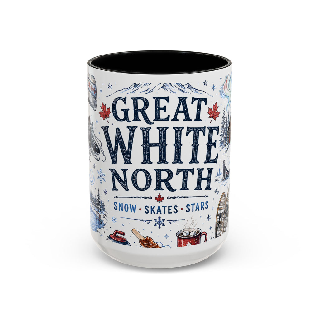 Great White North Coffee Mug | Canadian Pride Gift | Accent Color Ceramic 11oz 15oz