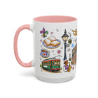 New Orleans Illustrated Travel Mug | City Souvenir Accent Coffee Mug | 11oz 15oz Ceramic Cup