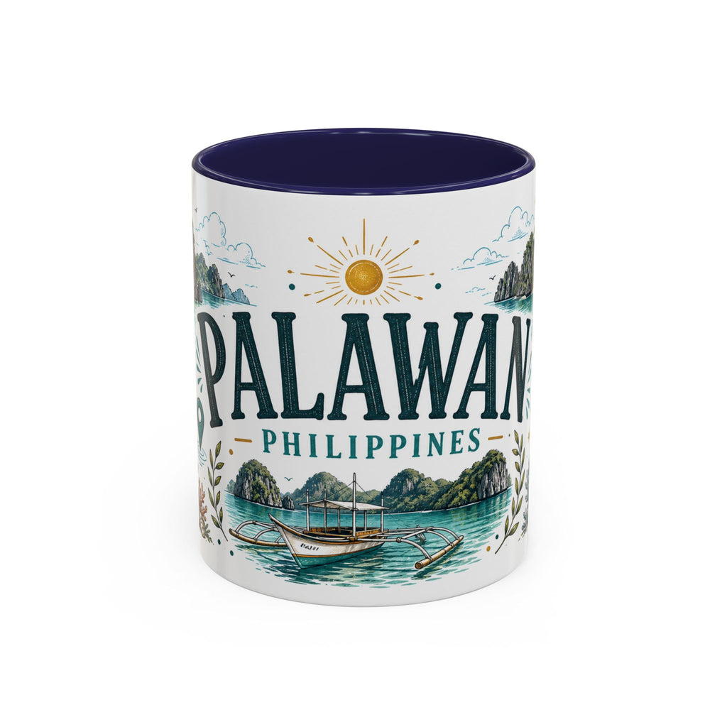 Palawan Coffee Mug | Travel Destination Souvenir Gift | Accent Color Ceramic 11oz 15oz