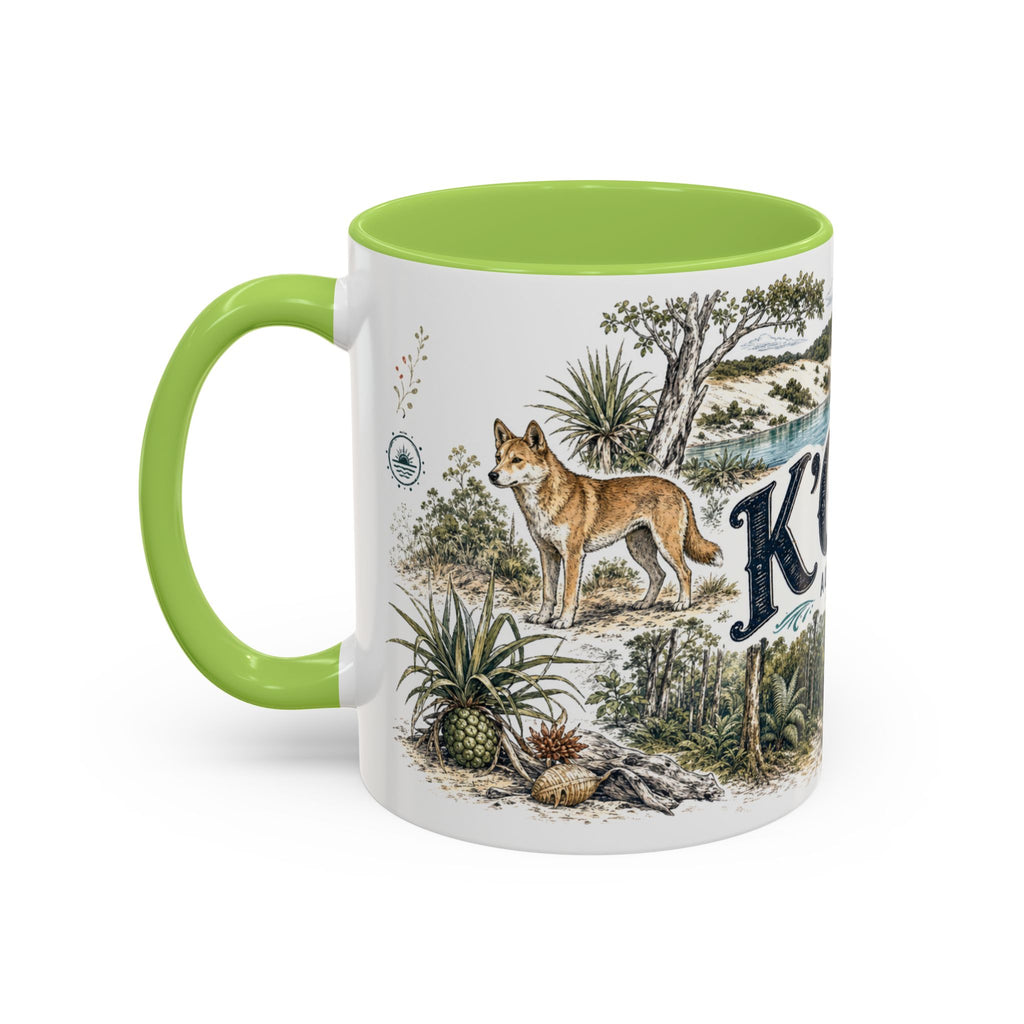 K'gari Mug, Australia Travel Souvenir, Bucket List Gift, Accent Ceramic Coffee Mug 11oz 15oz