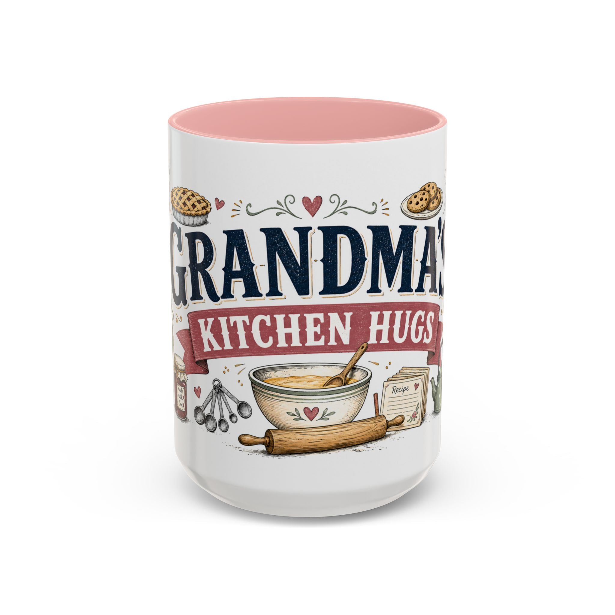 Grandma's Kitchen Hugs Coffee Mug | Gift From Grandkids | Accent Color Ceramic 11oz 15oz