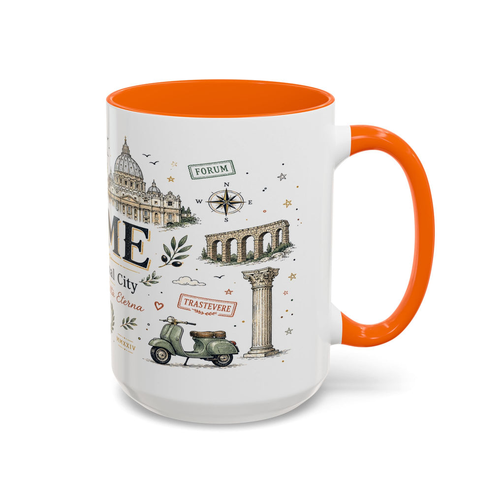 Rome Coffee Mug | Italy Souvenir Travel Gift | Accent Color Ceramic 11oz 15oz