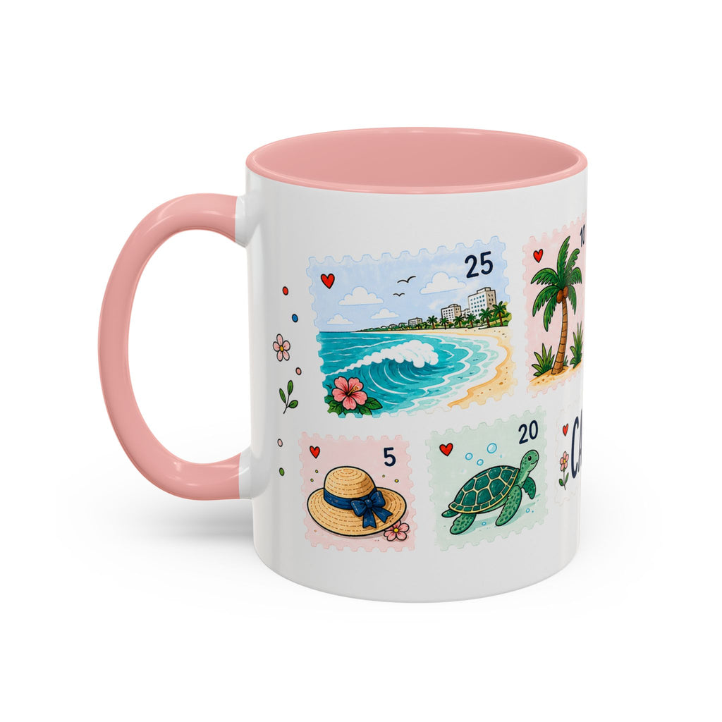Cancun Coffee Mug | Postage Stamp Collage Mug | Travel Souvenir Accent Cup 11oz 15oz