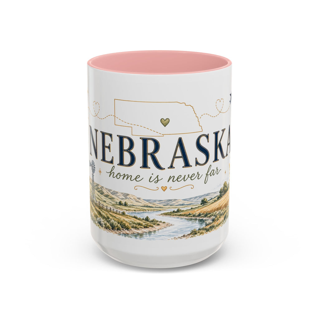 Nebraska State Mug | Moving Away, Long Distance Friendship Gift | Botanical Landscape Accent Mug