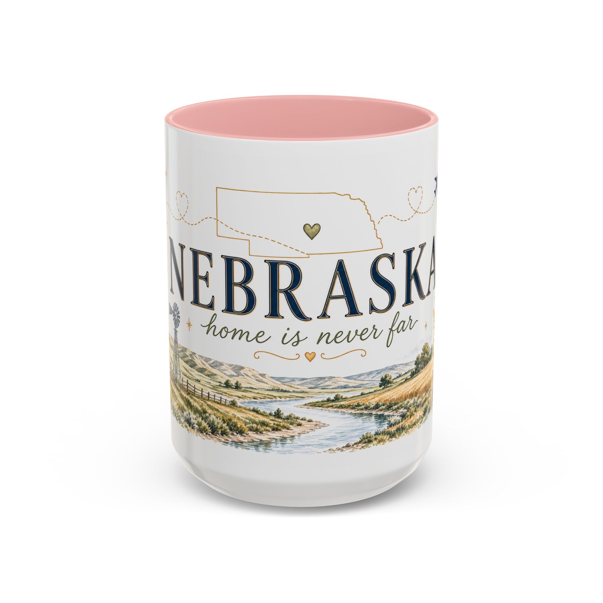 Nebraska State Mug | Moving Away, Long Distance Friendship Gift | Botanical Landscape Accent Mug