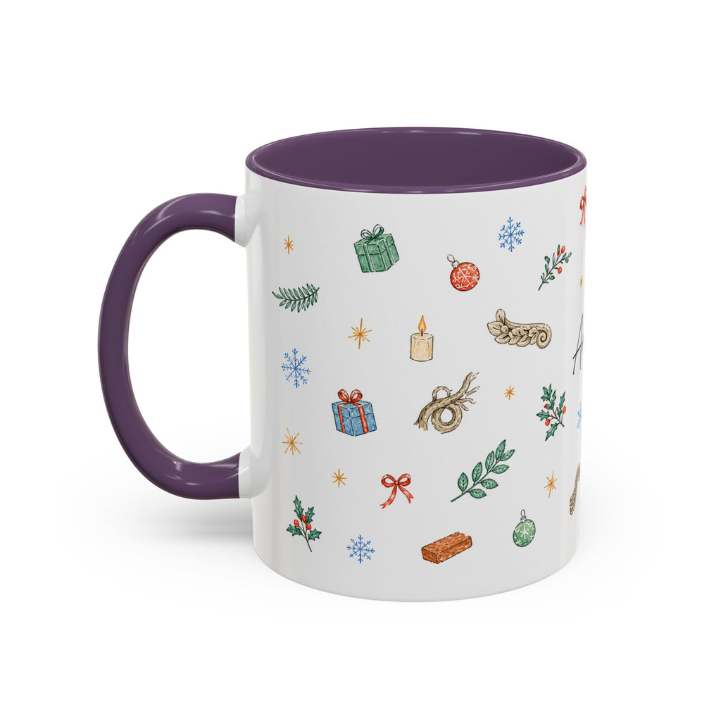 Angkor Christmas Mug | Watercolor Travel Souvenir | Holiday Gift | Accent Ceramic Coffee Cup 11oz 15oz