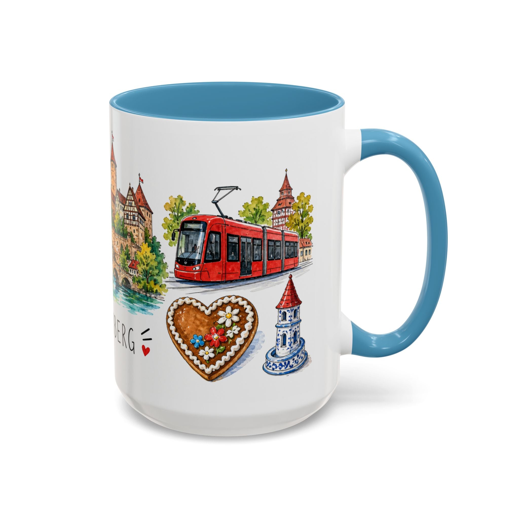 Nuremberg Illustrated Travel Mug | City Souvenir Accent Coffee Mug | 11oz 15oz Ceramic Cup