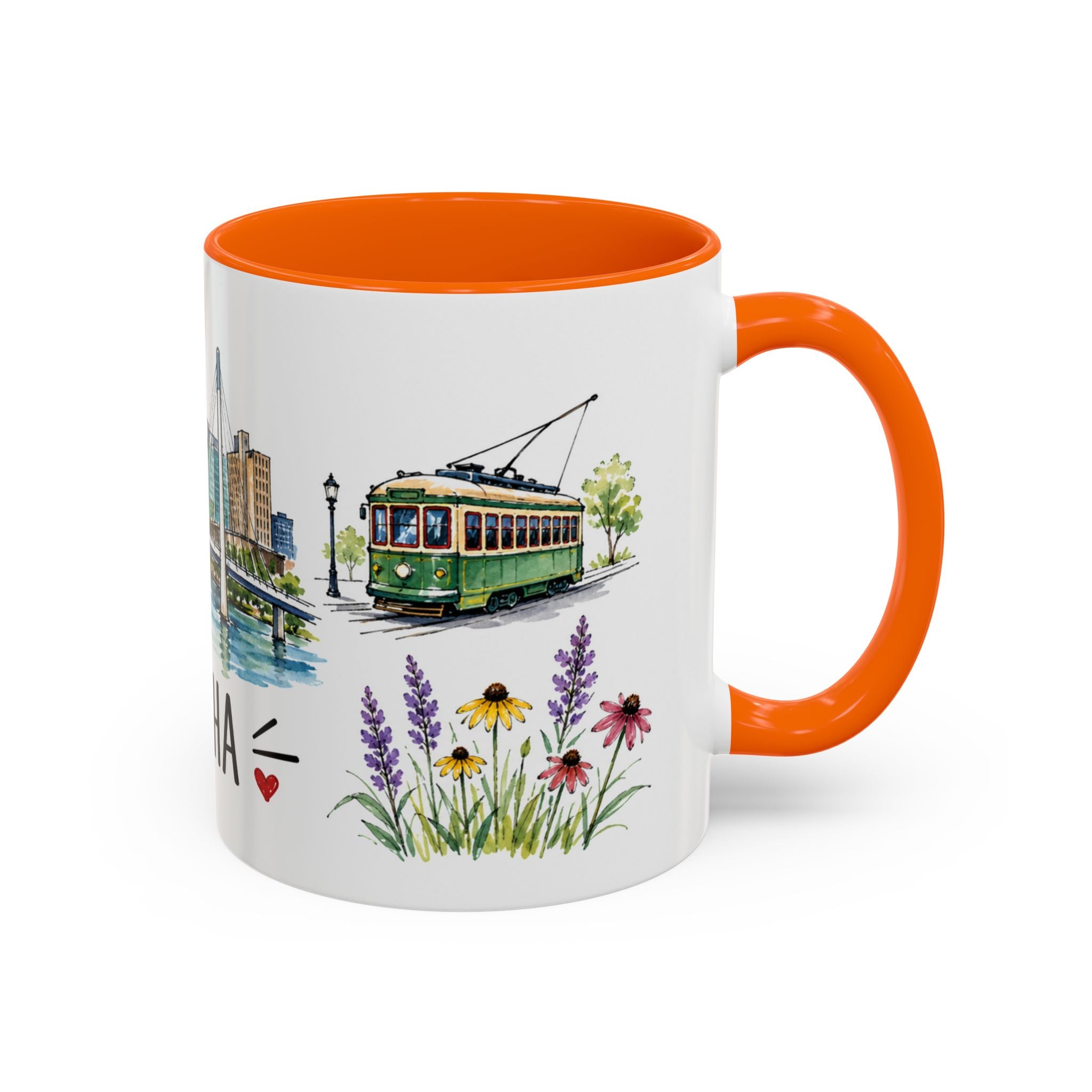 Omaha Illustrated Travel Mug | City Souvenir Accent Coffee Mug | 11oz 15oz Ceramic Cup