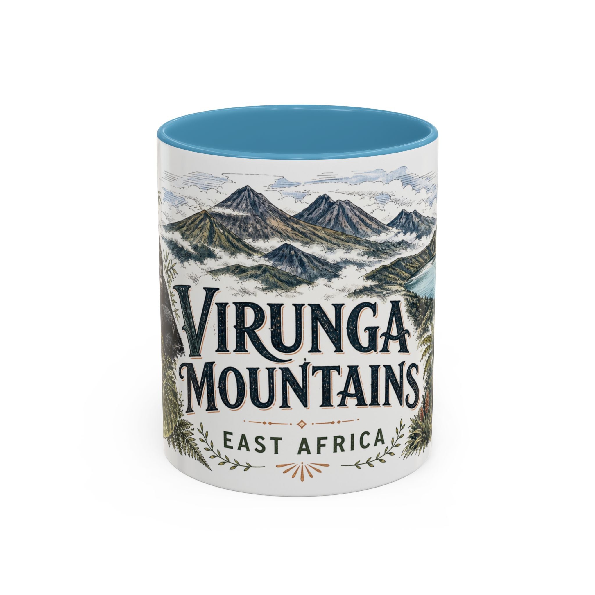 Virunga Mountains Mug, East Africa Travel Souvenir, Bucket List Gift, Accent Ceramic Coffee Mug 11oz 15oz