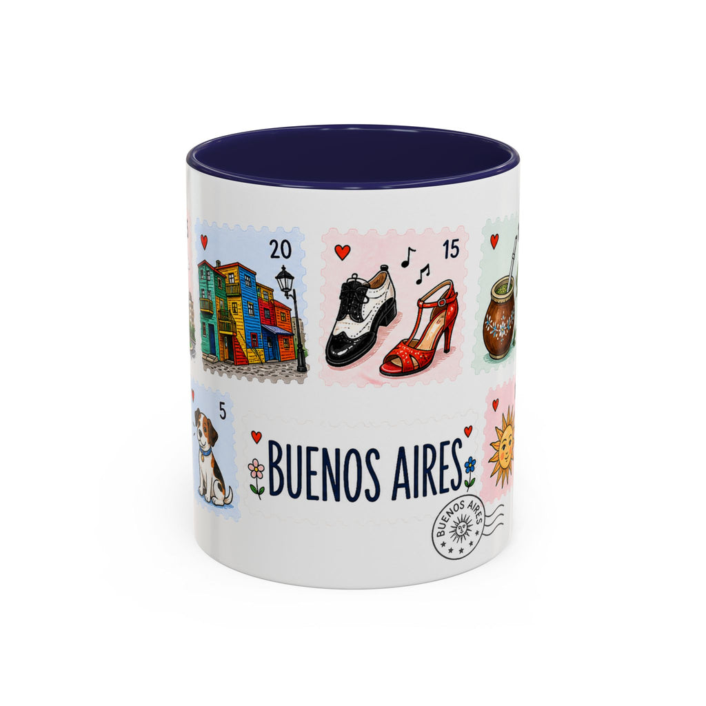 Buenos Aires Coffee Mug | Postage Stamp Collage Mug | Travel Souvenir Accent Cup 11oz 15oz