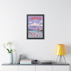 Mount Fuji Japan Framed Poster | Vintage Travel Wall Art | Black Walnut White Frame | 16x24 20x30