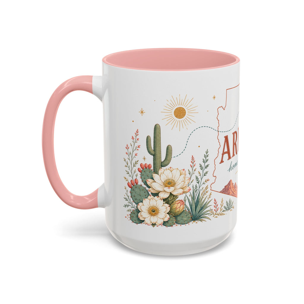 Arizona State Map Mug | Desert Landscape, Botanical Accents, Homesick Gift