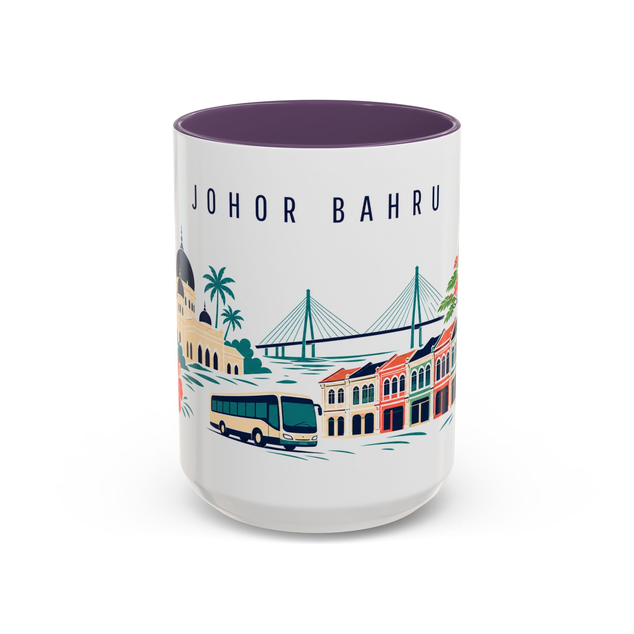 Johor Bahru Coffee Mug | Malaysia Travel Souvenir | Porcelain Decal City Gift | 11oz 15oz Accent Mug