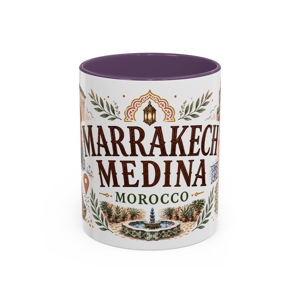 Marrakech Medina Coffee Mug | Travel Destination Souvenir Gift | Accent Color Ceramic 11oz 15oz