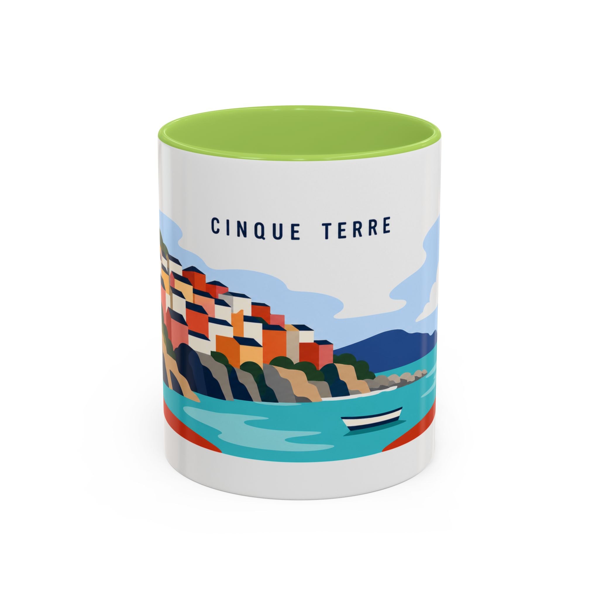 Cinque Terre Coffee Mug | Travel Destination Souvenir Gift | Accent Color Ceramic 11oz 15oz