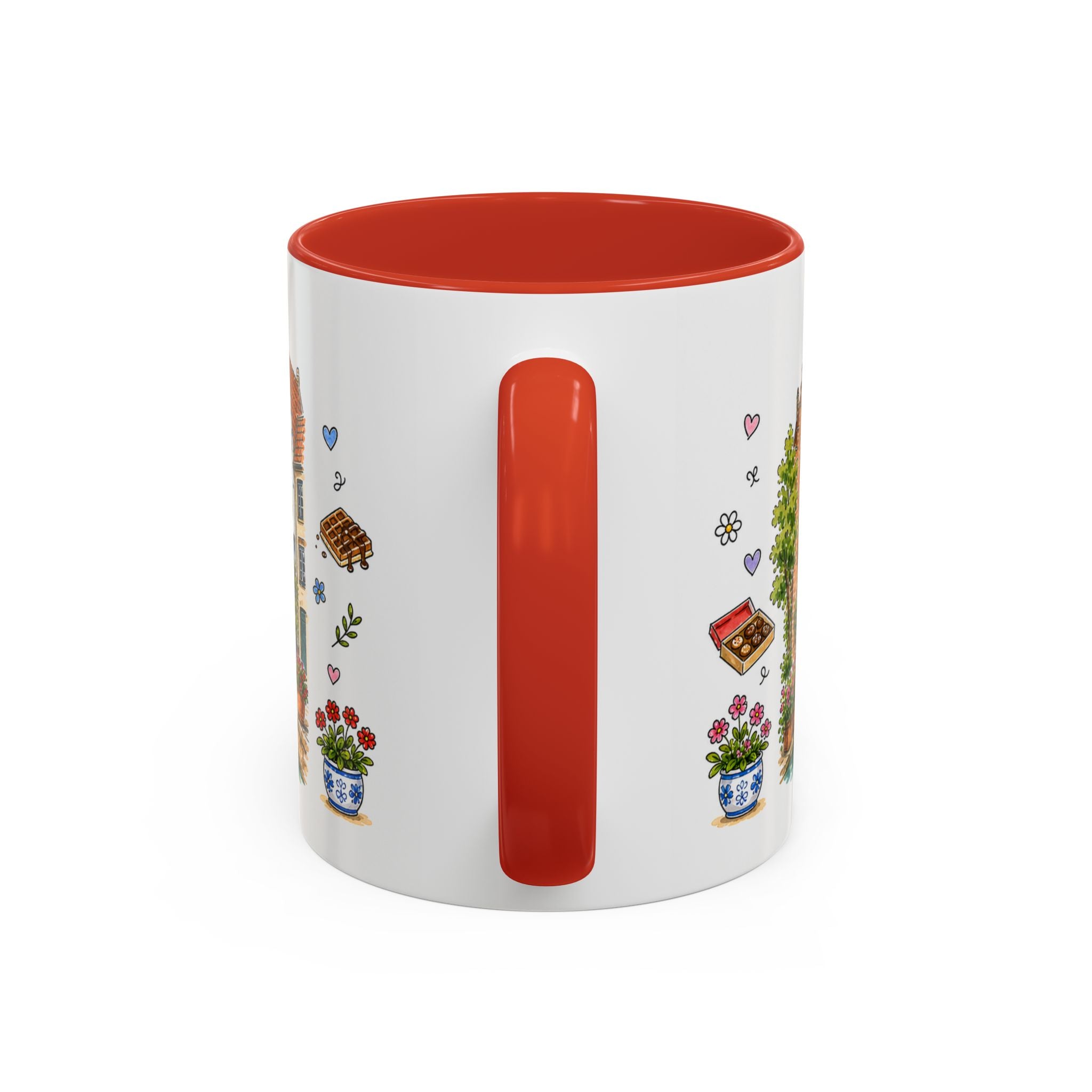 Bruges Illustrated Travel Mug | Belgium Souvenir Accent Coffee Mug | 11oz 15oz Ceramic Cup