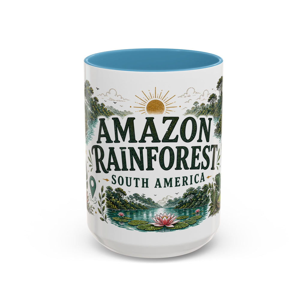 Amazon Rainforest Coffee Mug | Travel Destination Souvenir Gift | Accent Color Ceramic 11oz 15oz