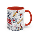 Super Teacher Coffee Mug | All Heroes Wear Capes Teacher Gift | Accent Color Ceramic 11oz 15oz