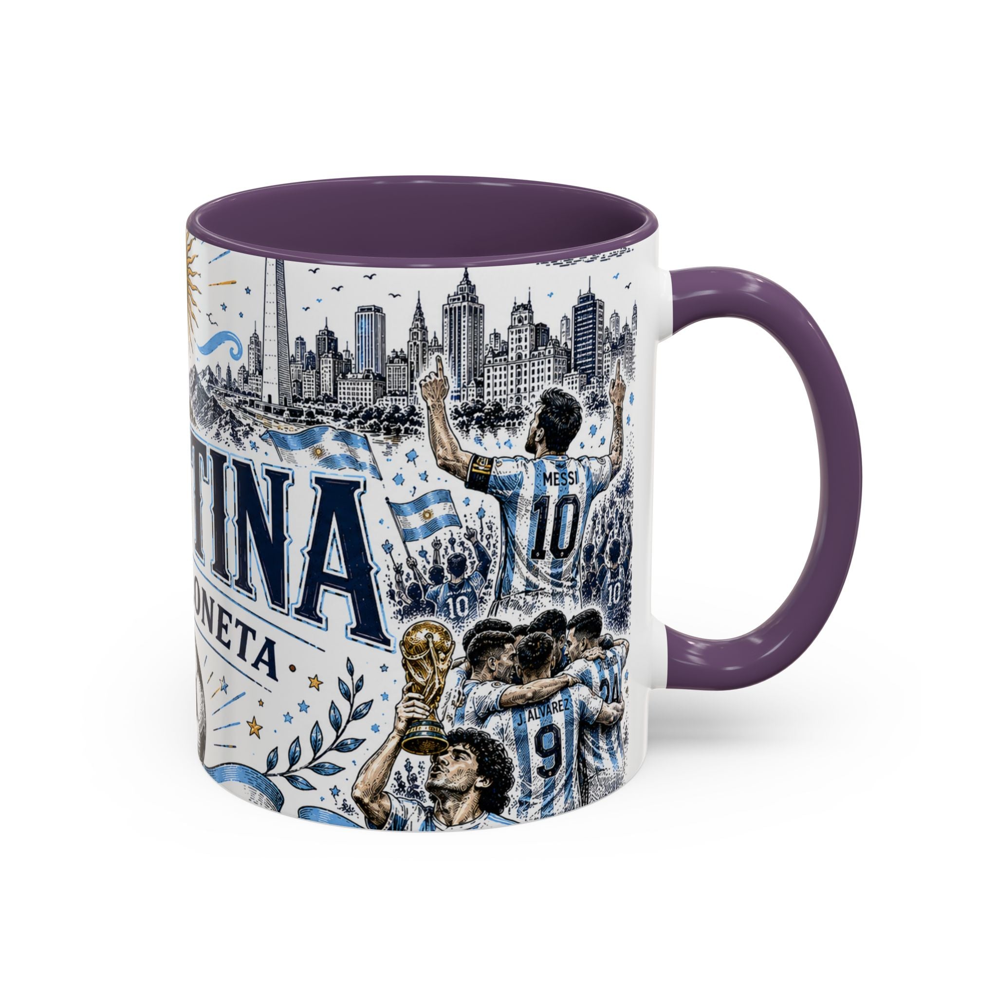 Argentina Soccer Coffee Mug | Soccer Fan Gift | Accent Color Ceramic 11oz 15oz Match Day Cup