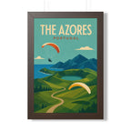 Azores Portugal Framed Poster | Vintage Travel Wall Art | Black Walnut White Frame | 16x24 20x30