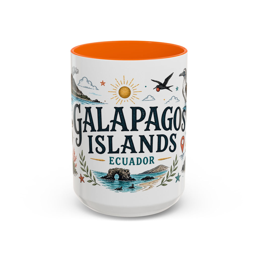 Galapagos Islands Coffee Mug | Travel Destination Souvenir Gift | Accent Color Ceramic 11oz 15oz