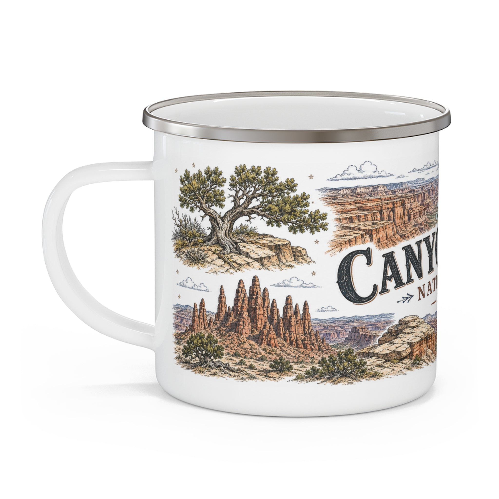 Canyonlands National Park Vintage Enamel Camping Mug | 12oz National Park Hiking Gift