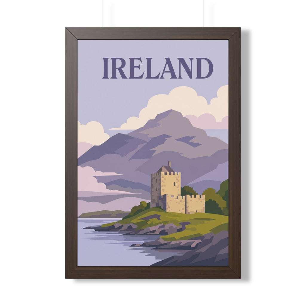 Ireland Castle Ireland Framed Poster | Vintage Travel Wall Art | Black Walnut White Frame | 16x24 20x30