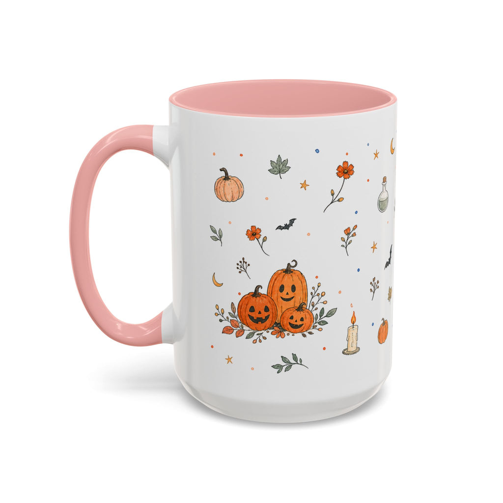 Friendly Ghost Halloween Mug | Pumpkin Flower Watercolor Gift | Accent Cup 11oz 15oz