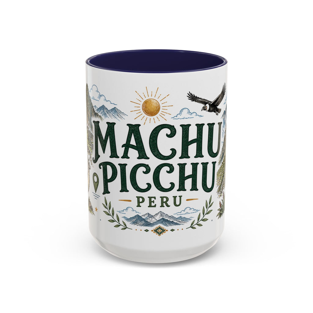 Machu Picchu Coffee Mug | Travel Destination Souvenir Gift | Accent Color Ceramic 11oz 15oz