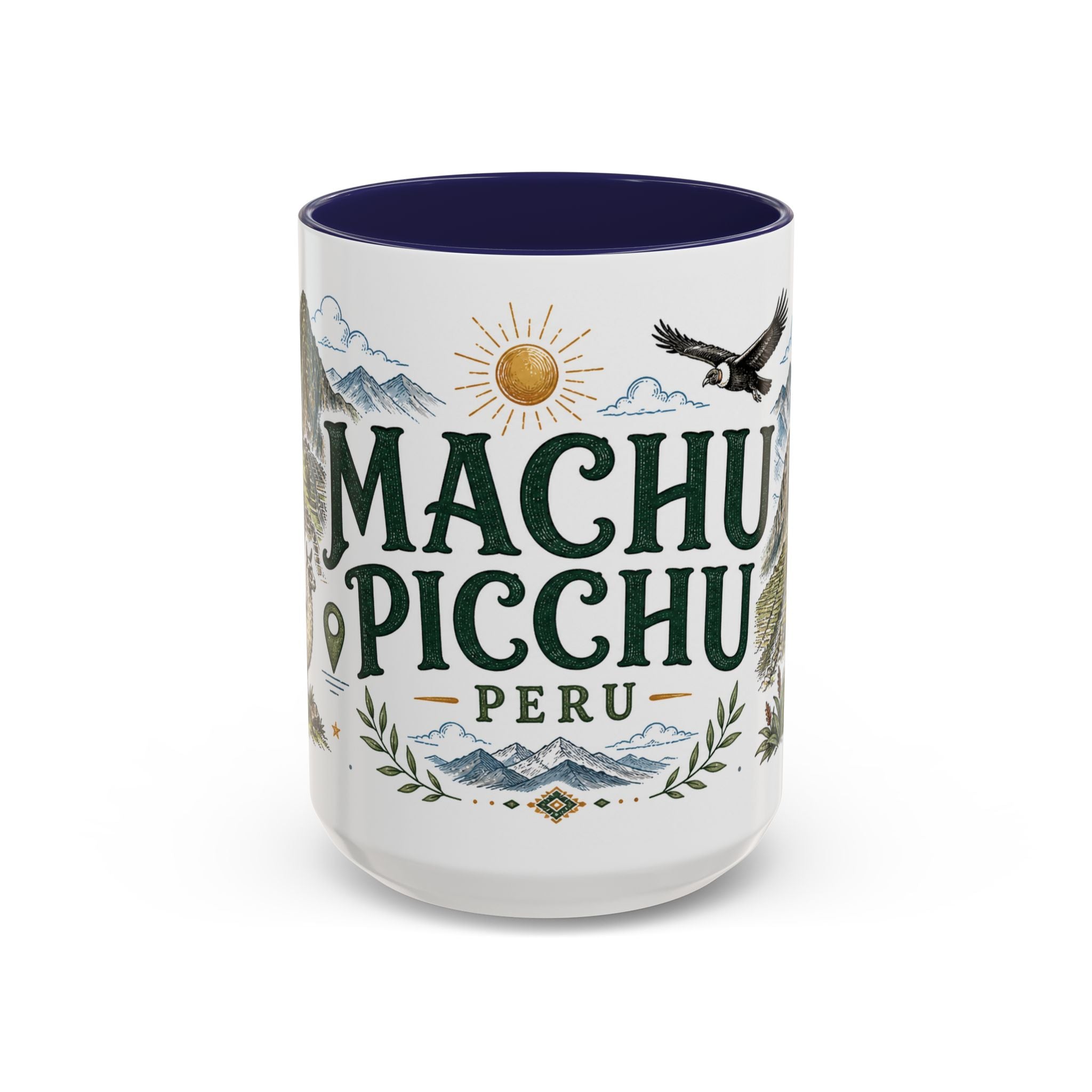 Machu Picchu Coffee Mug | Travel Destination Souvenir Gift | Accent Color Ceramic 11oz 15oz