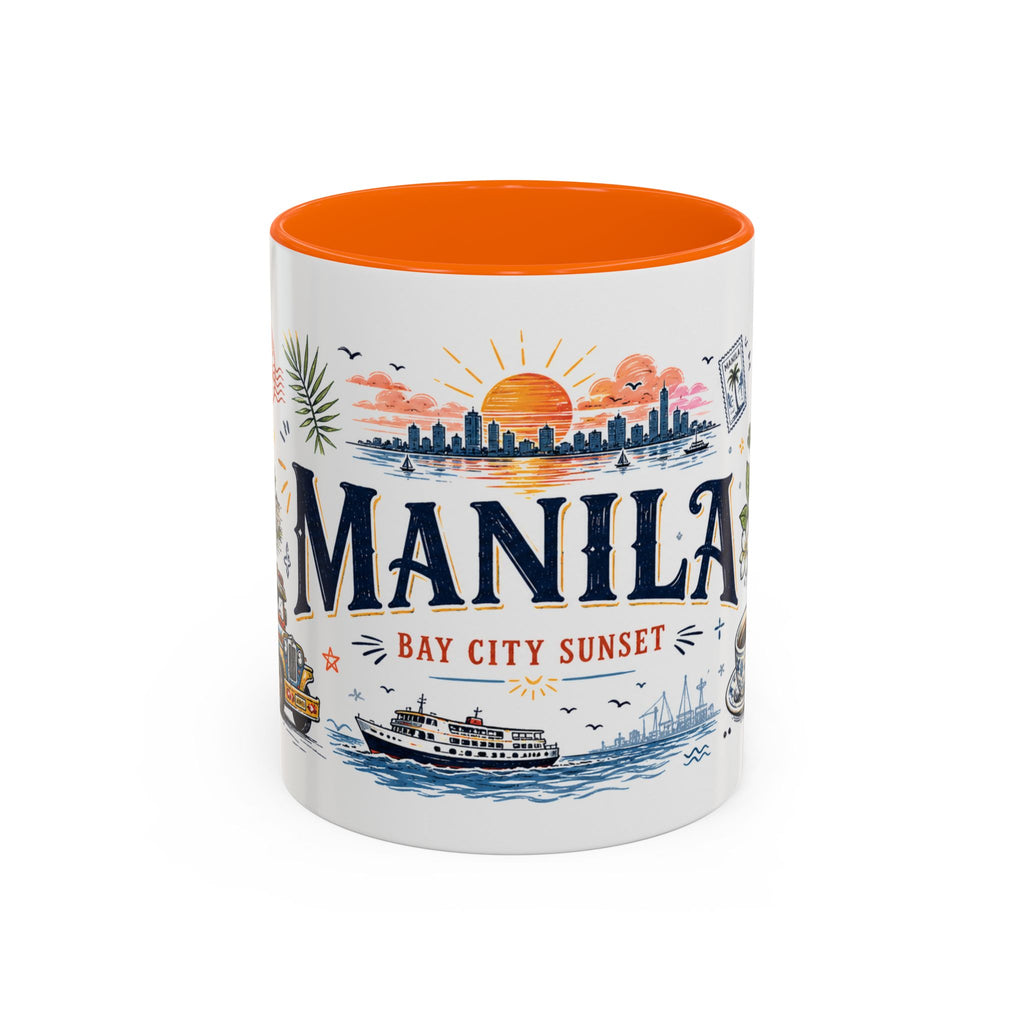 Manila Coffee Mug | Philippines Souvenir Travel Gift | Accent Color Ceramic 11oz 15oz