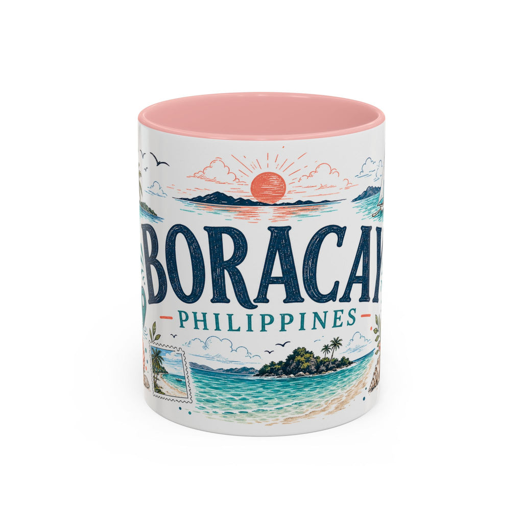 Boracay Coffee Mug | Travel Destination Souvenir Gift | Accent Color Ceramic 11oz 15oz