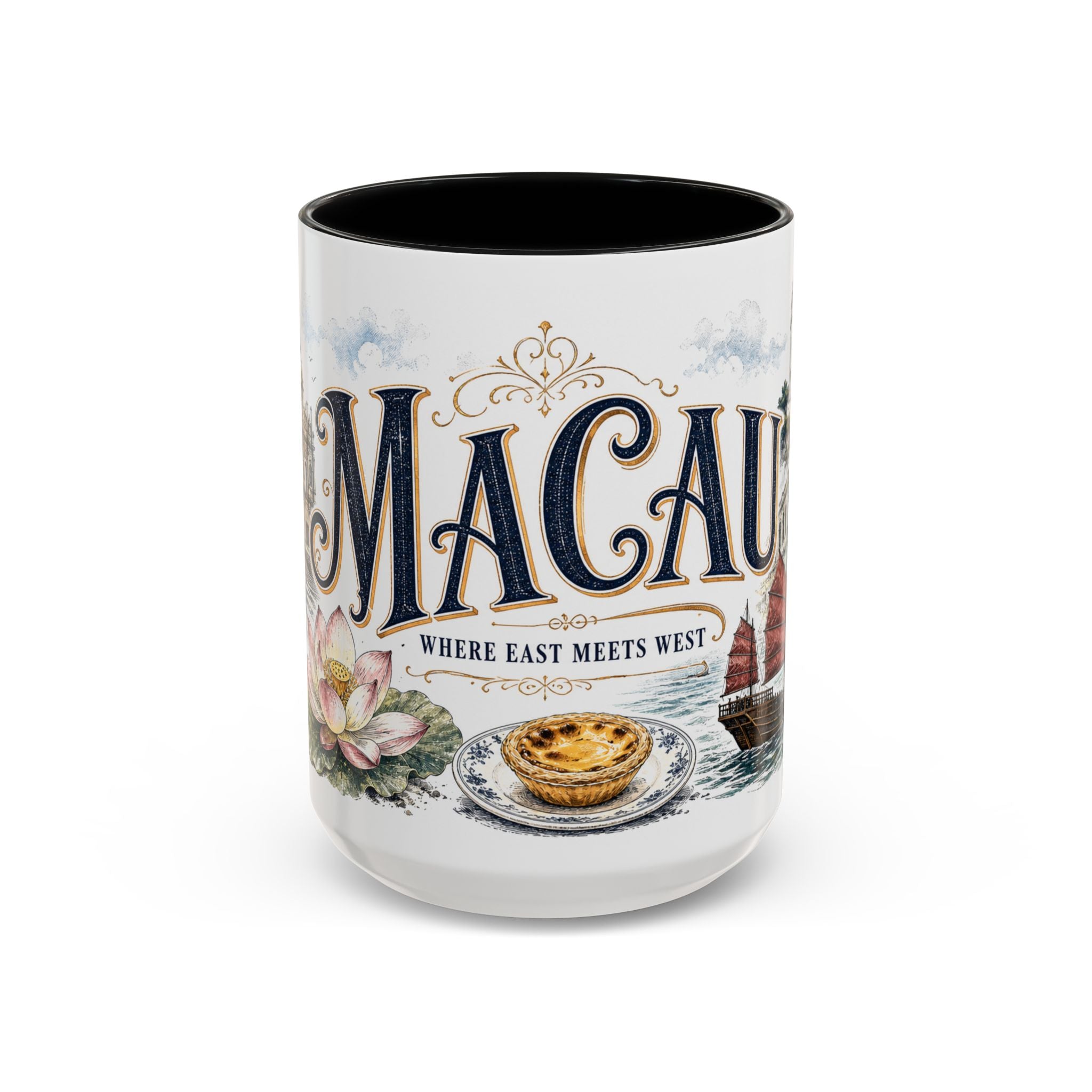 Macau Coffee Mug | Macau Travel Souvenir | Vintage Illustrated City Gift | 11 oz 15 oz Accent Mug