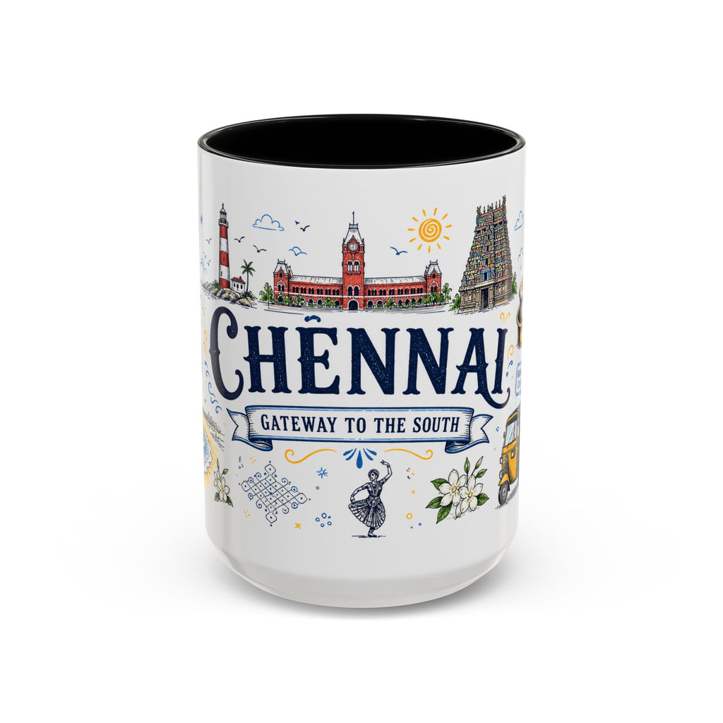 Chennai Coffee Mug | India Souvenir Travel Gift | Accent Color Ceramic 11oz 15oz