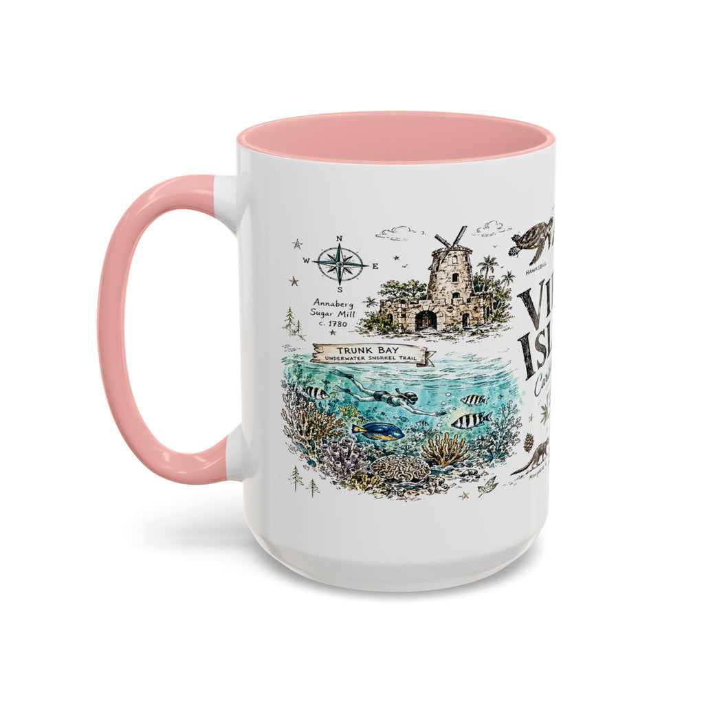 Virgin Islands National Park Coffee Mug | Caribbean Beach Snorkeling Reef Gift | Accent Color Ceramic 11oz 15oz