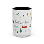 Banff Lake Louise Christmas Mug | Watercolor Travel Souvenir | Holiday Gift | Accent Ceramic Coffee Cup 11oz 15oz