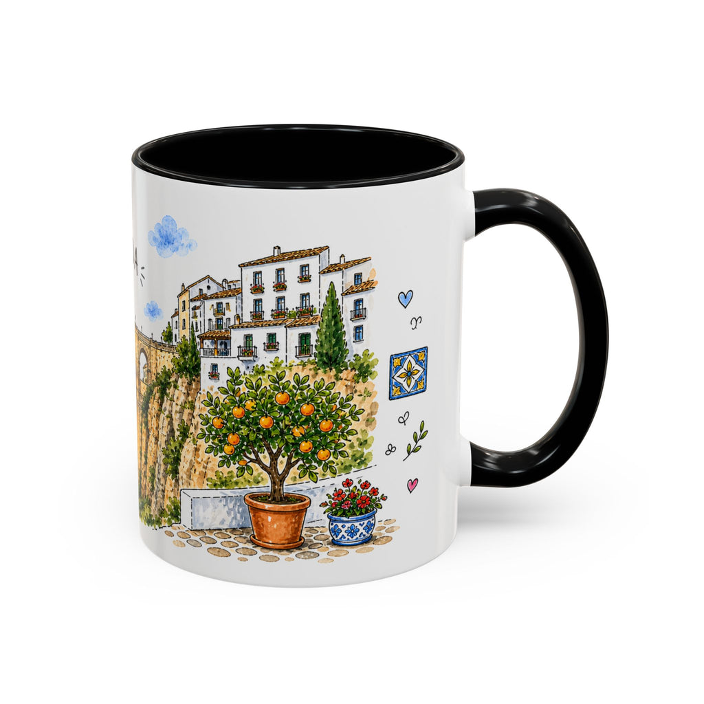 Ronda Illustrated Travel Mug | Spain Souvenir Accent Coffee Mug | 11oz 15oz Ceramic Cup