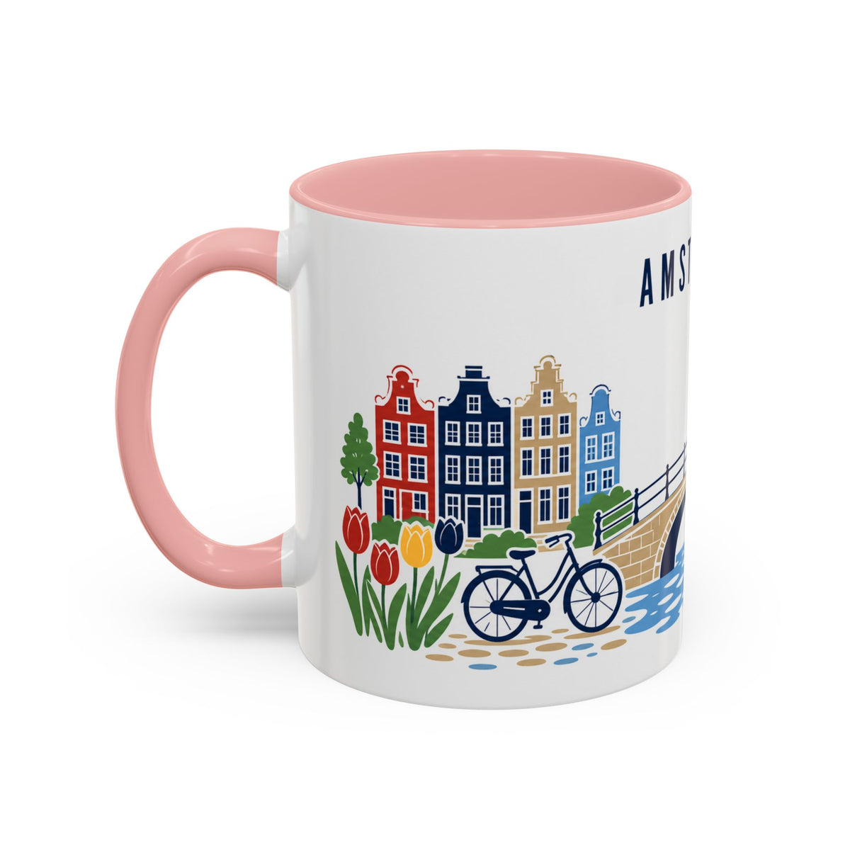 Amsterdam Coffee Mug | Netherlands Travel Souvenir | Porcelain Decal City Gift | 11oz 15oz Accent Mug