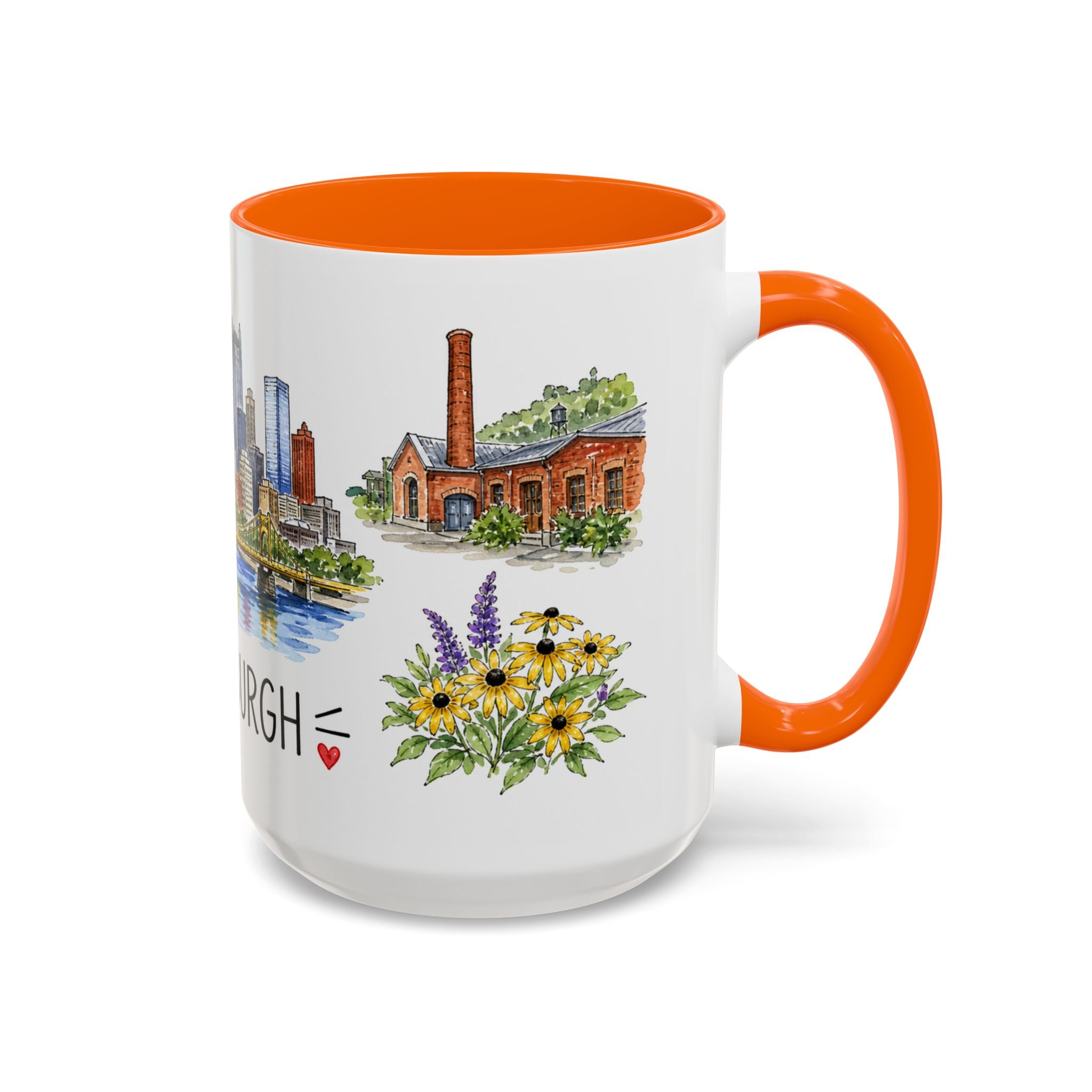 Pittsburgh Illustrated Travel Mug | City Souvenir Accent Coffee Mug | 11oz 15oz Ceramic Cup