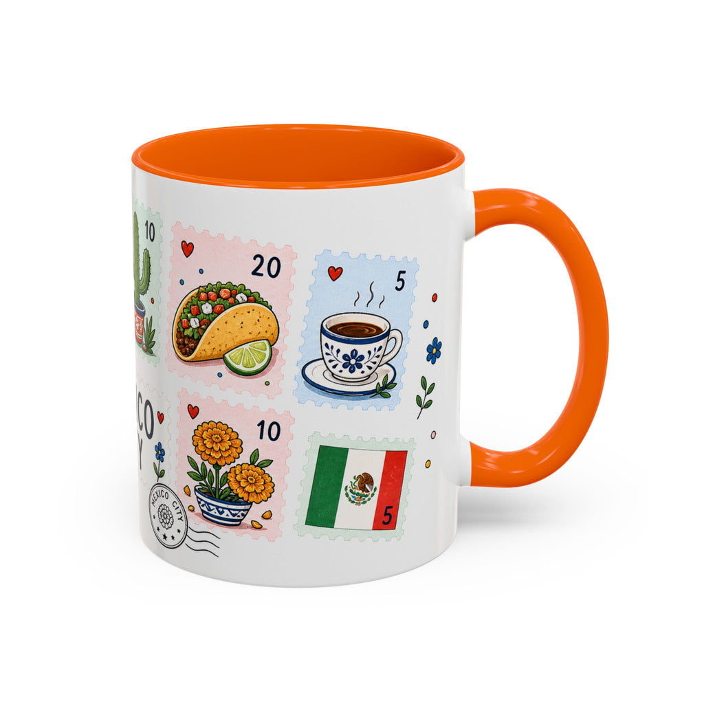 Mexico City Coffee Mug | Postage Stamp Collage Mug | Travel Souvenir Accent Cup 11oz 15oz