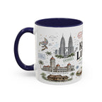 Kuala Lumpur Coffee Mug | Malaysia Souvenir Travel Gift | Accent Color Ceramic 11oz 15oz