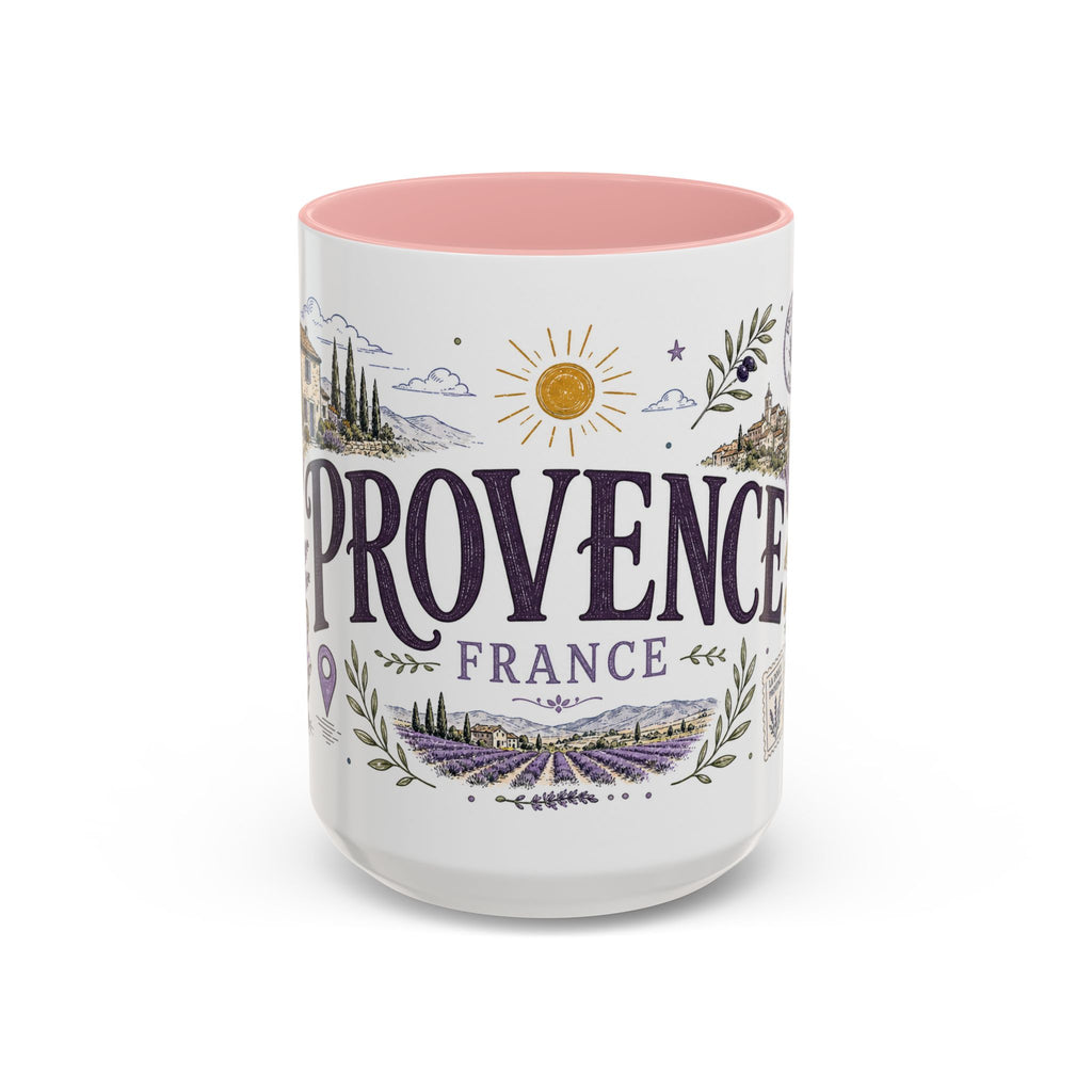 Provence Coffee Mug | Travel Destination Souvenir Gift | Accent Color Ceramic 11oz 15oz