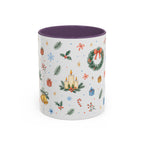 Christmas Candle Mug | Holly Wreath Watercolor Holiday Gift | Accent Cup 11oz 15oz