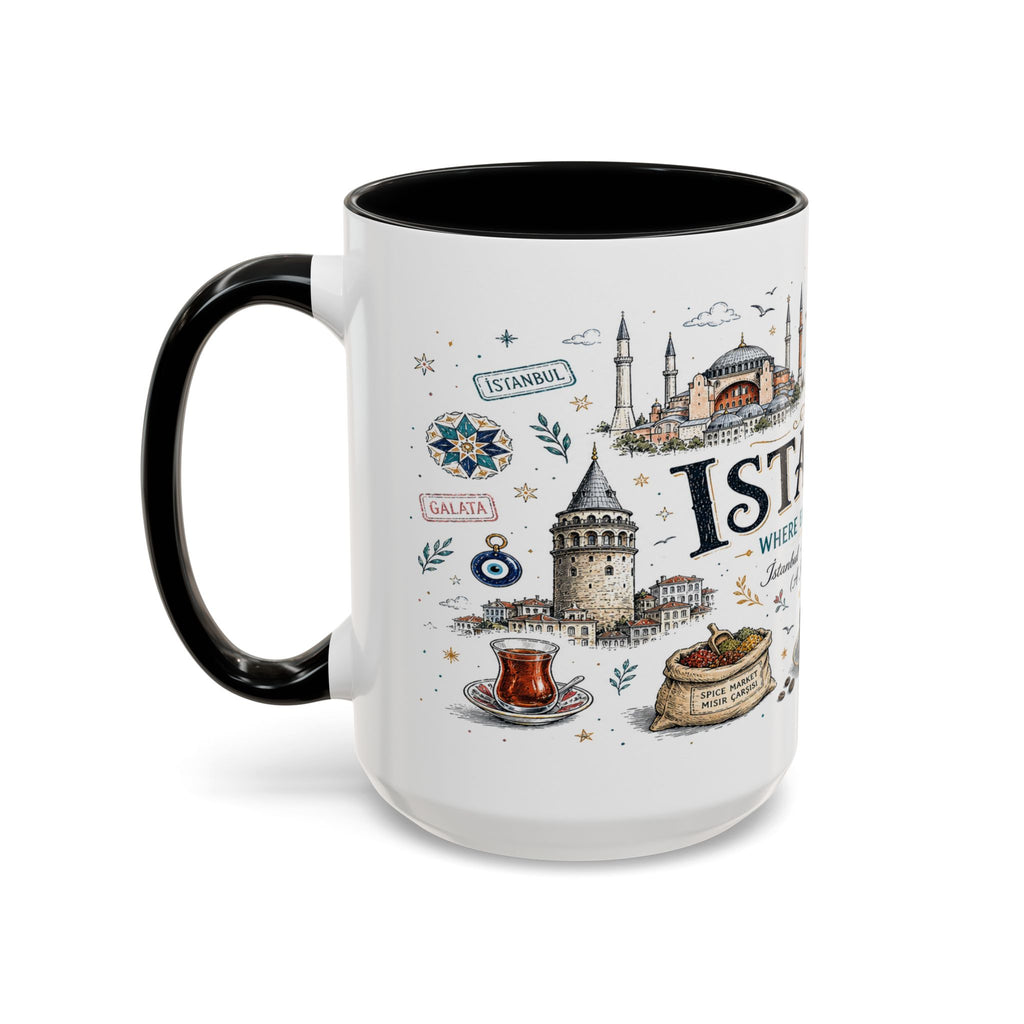 Istanbul Coffee Mug | Turkey Souvenir Travel Gift | Accent Color Ceramic 11oz 15oz