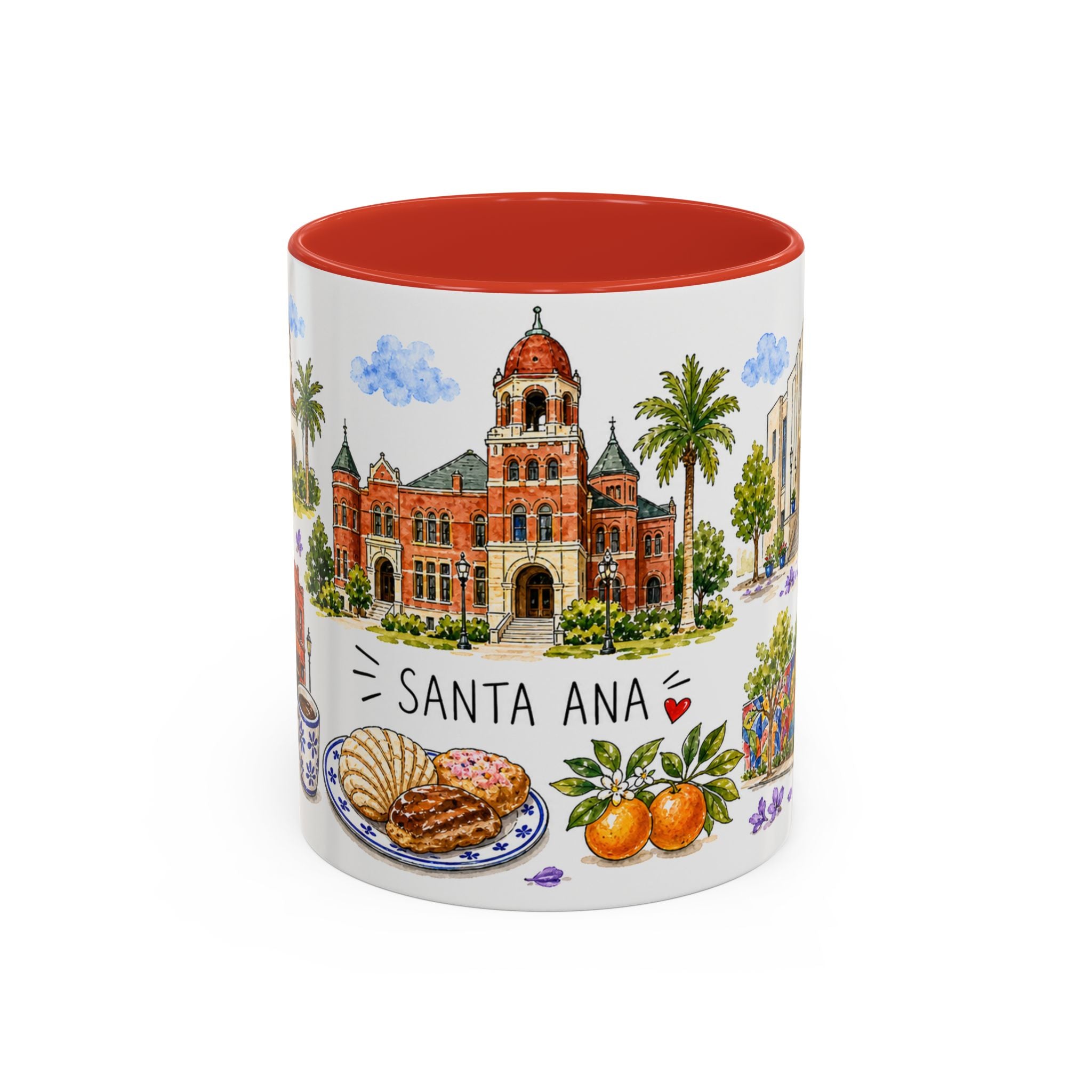 Santa Ana Illustrated Travel Mug | City Souvenir Accent Coffee Mug | 11oz 15oz Ceramic Cup
