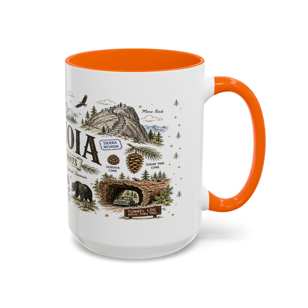 Sequoia Coffee Mug | National Park Hiking California Gift | Accent Color Ceramic 11oz 15oz