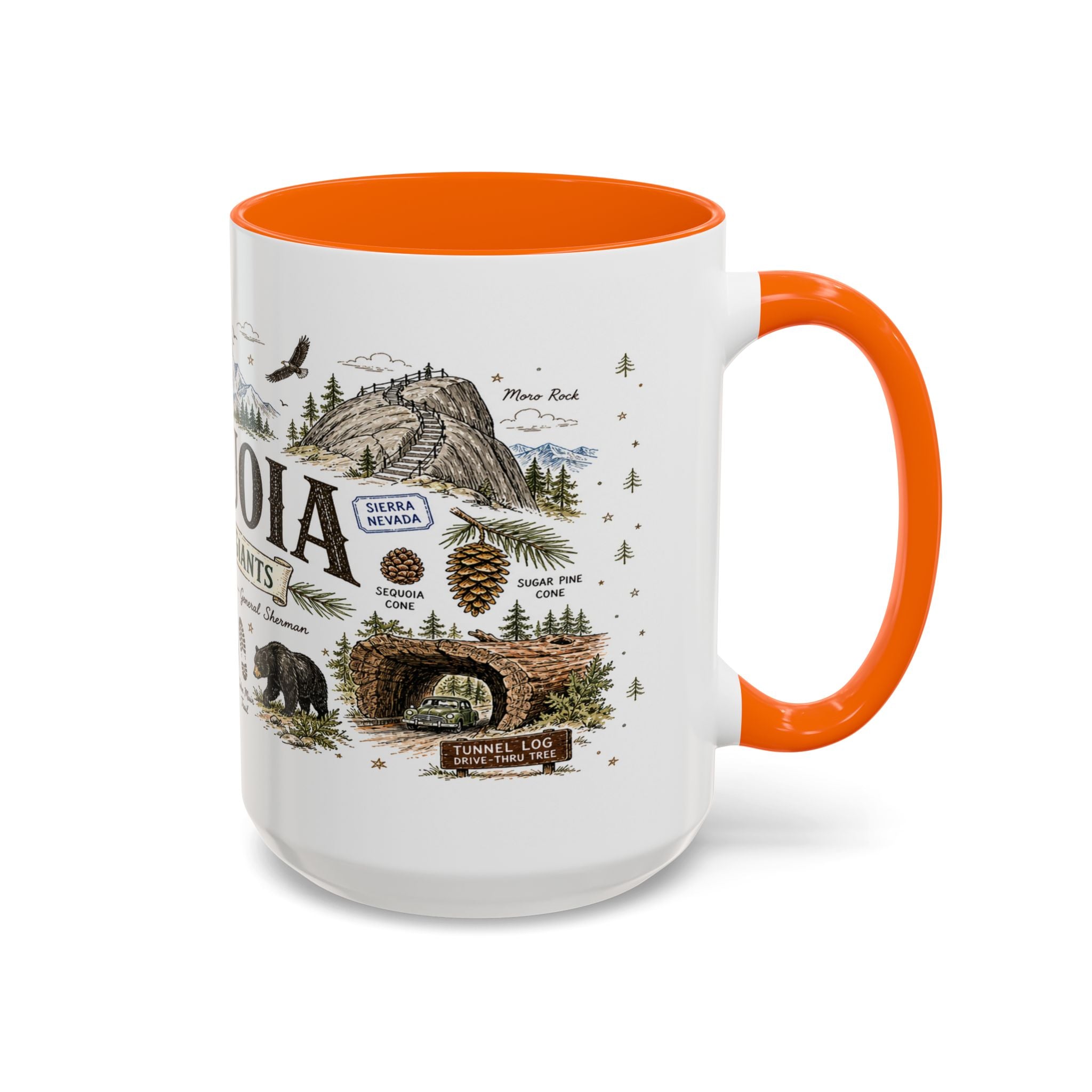 Sequoia Coffee Mug | National Park Hiking California Gift | Accent Color Ceramic 11oz 15oz