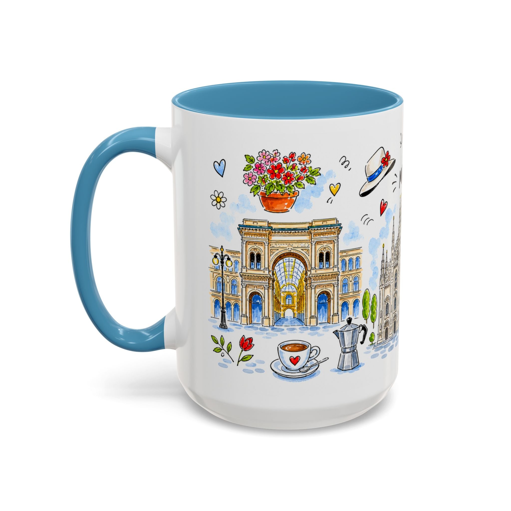 Milan Travel Mug | European City Souvenir Accent Coffee Mug | 11oz 15oz Ceramic Cup