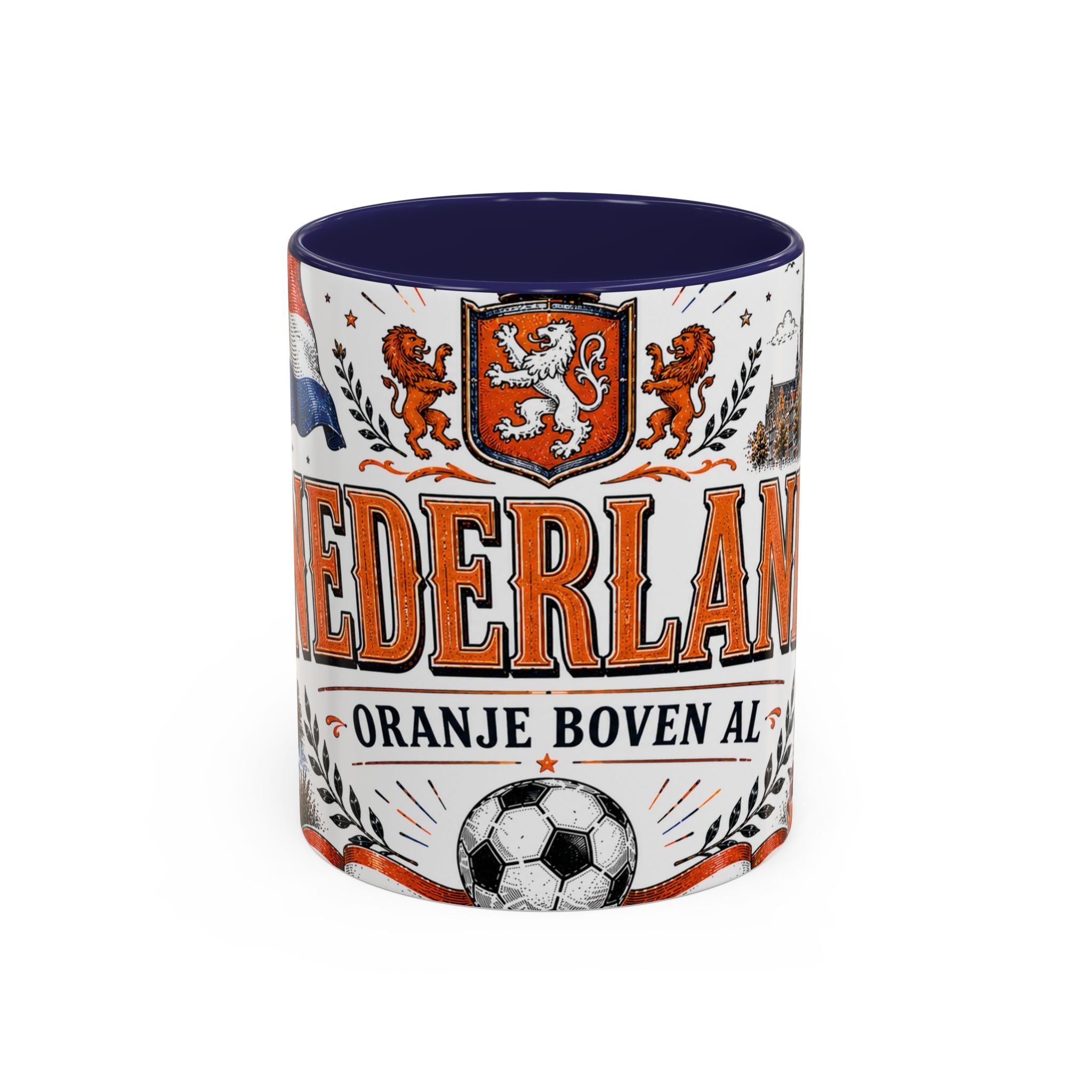 Netherlands Soccer Coffee Mug | World Cup Fan Gift | Accent Color Ceramic 11oz 15oz Match Day Cup